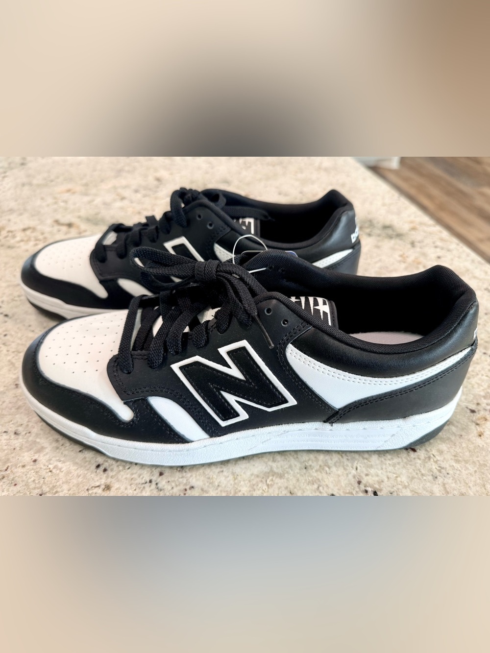 New Balance Men's 480 Black & White Leather Sneakers NWT